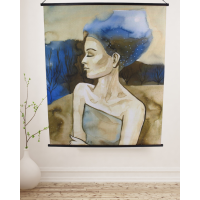 Wanddoek Vrouw met Blauw 140x170cm 